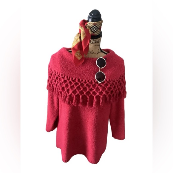 Very cute red knobby sweater, acrylic/poly blend, soft and light. - Picture 4 of 5